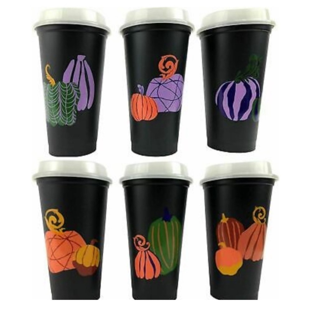 Starbucks Halloween 2021 Glow in the Dark Lids Reusable Cups Set of 6 New w Box - Picture 5 of 6